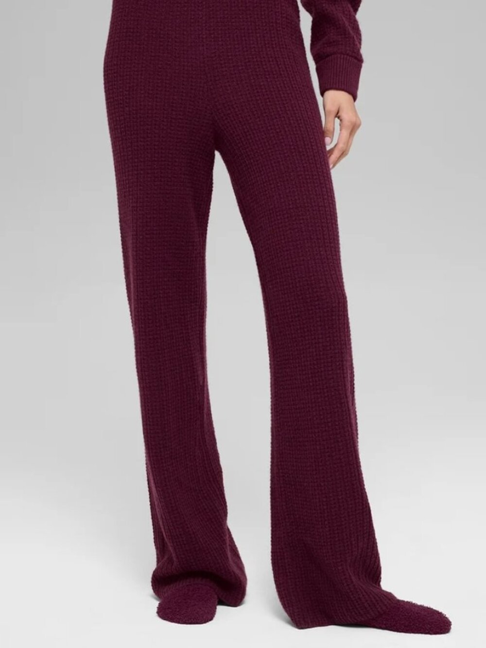 Women &Other Story Stockholm Atelier bouclé knit Flared Rib Trousers sz L